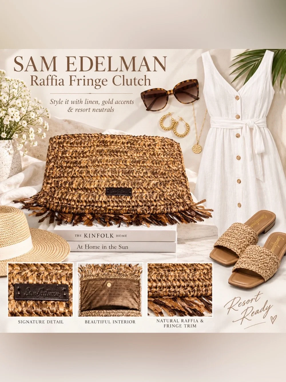 Sam Edelman Raffia Fringe Clutch Crossbody Bag – Brand New With Tags